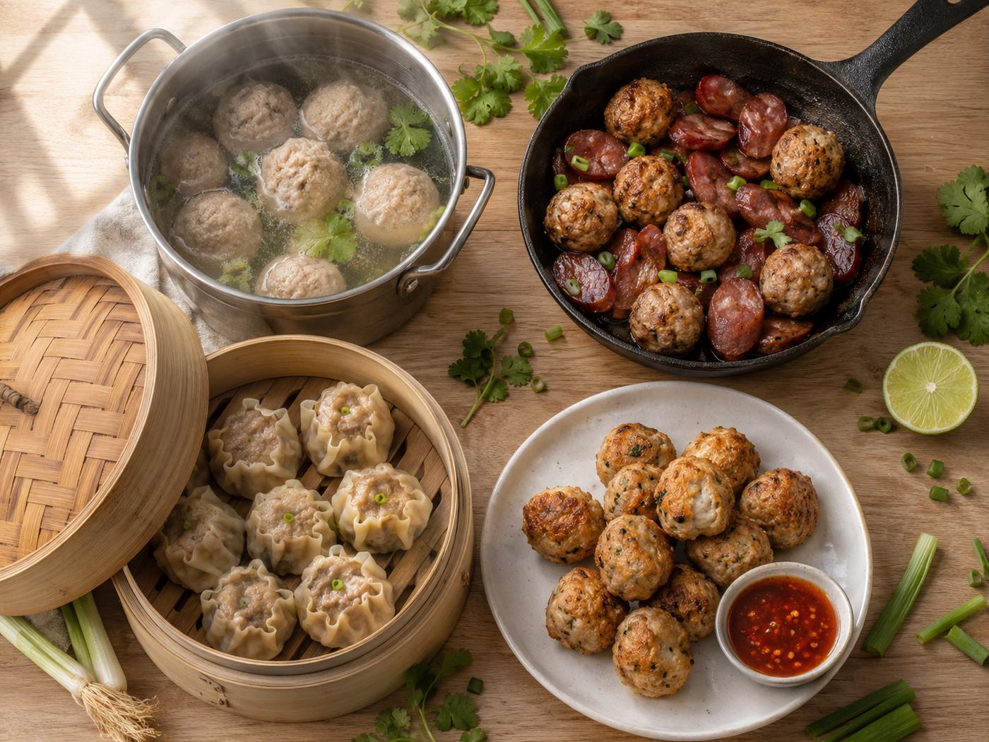 How to cook frozen Asian meatballs, fish balls and dumplings